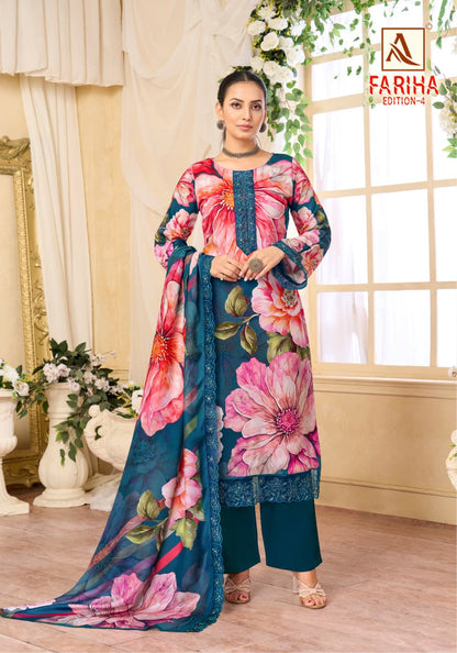 Fariha Edition 4 Alok Muslin Karachi Salwar Suits Wholesaler Ahmedabad