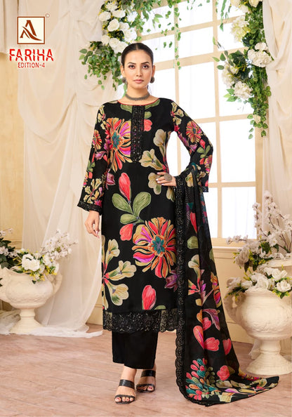 Fariha Edition 4 Alok Muslin Karachi Salwar Suits Wholesaler Ahmedabad