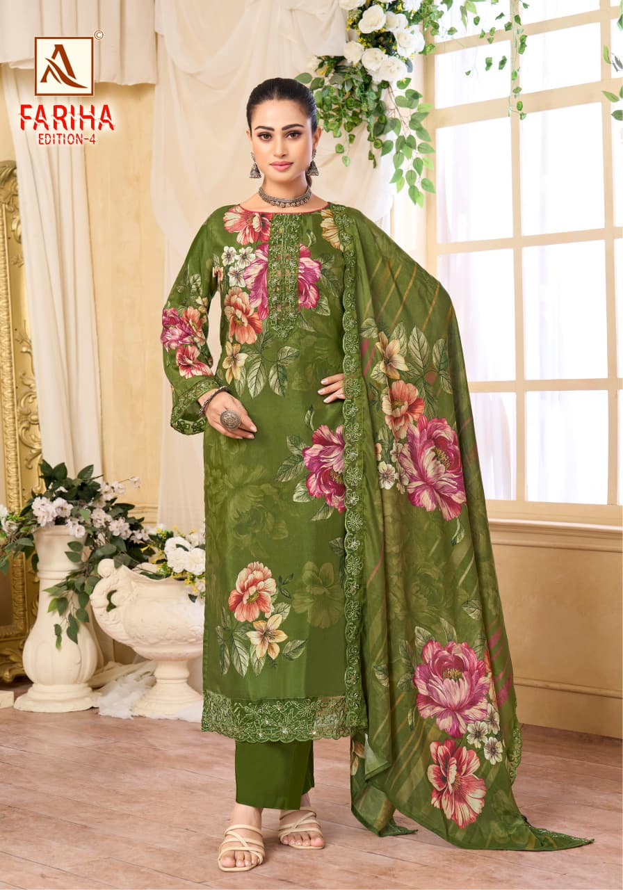 Fariha Edition 4 Alok Muslin Karachi Salwar Suits Wholesaler Ahmedabad