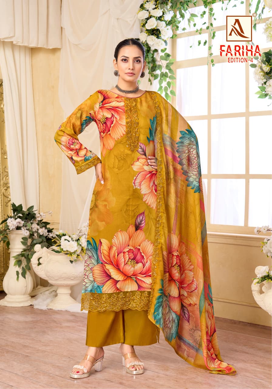 Fariha Edition 4 Alok Muslin Karachi Salwar Suits Wholesaler Ahmedabad