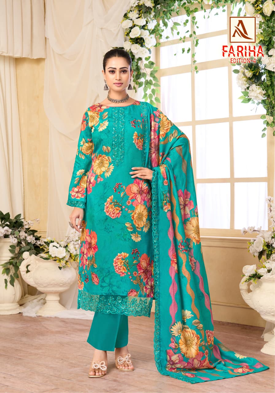 Fariha Edition 4 Alok Muslin Karachi Salwar Suits Wholesaler Ahmedabad