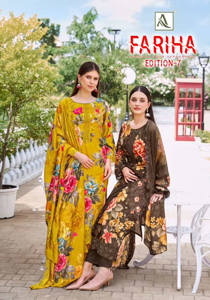 Fariha Edition 7 Alok Pure Maslin Karachi Salwar Suits Manufacturer