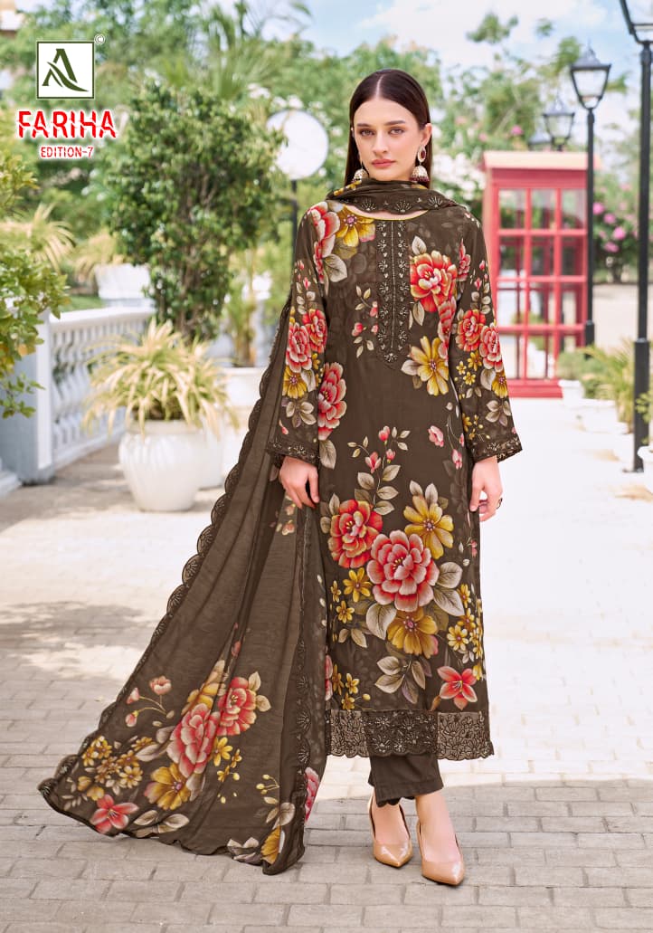 Fariha Edition 7 Alok Pure Maslin Karachi Salwar Suits Manufacturer