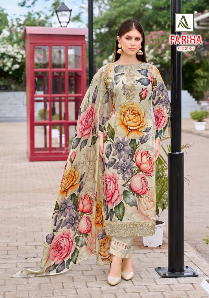 Fariha Edition 7 Alok Pure Maslin Karachi Salwar Suits Manufacturer