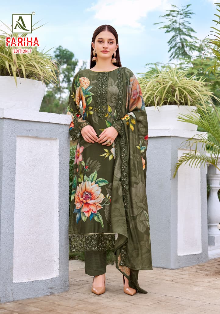 Fariha Edition 7 Alok Pure Maslin Karachi Salwar Suits Manufacturer