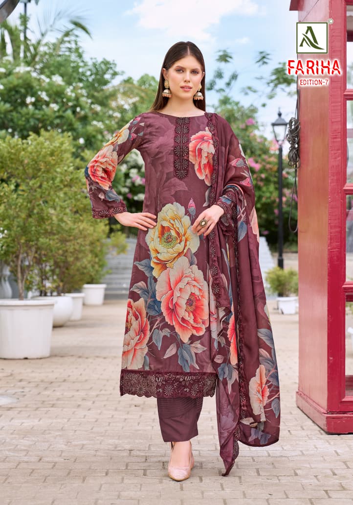 Fariha Edition 7 Alok Pure Maslin Karachi Salwar Suits Manufacturer
