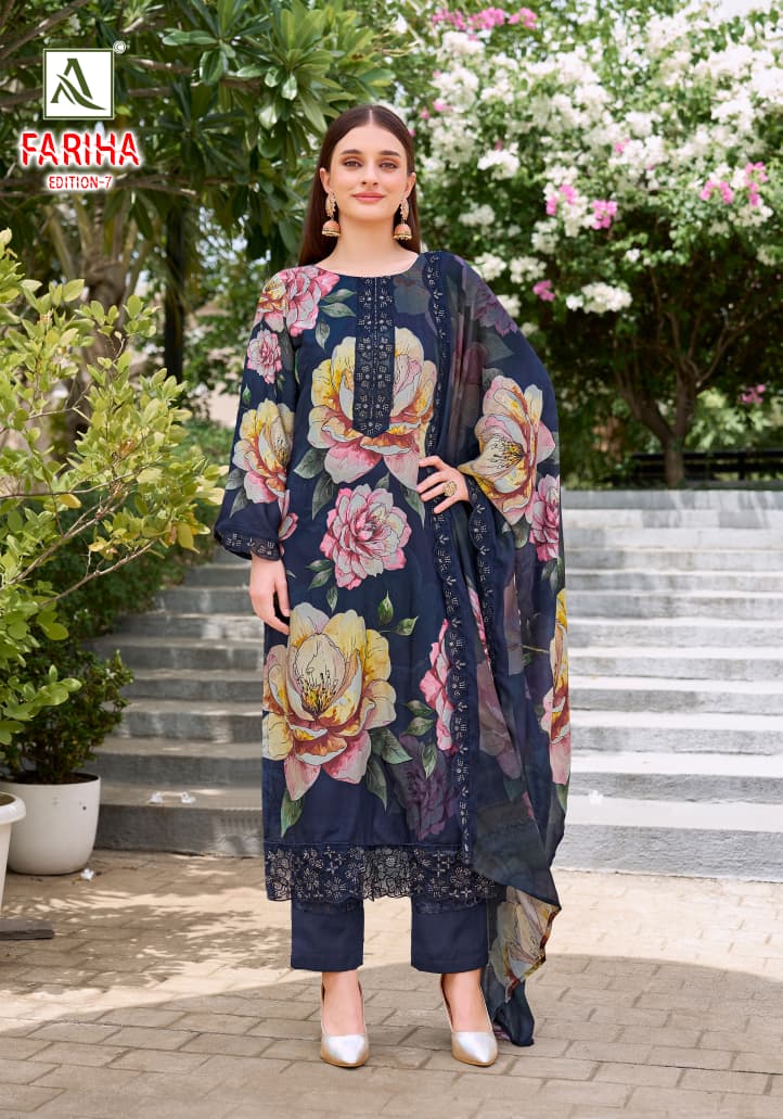 Fariha Edition 7 Alok Pure Maslin Karachi Salwar Suits Manufacturer