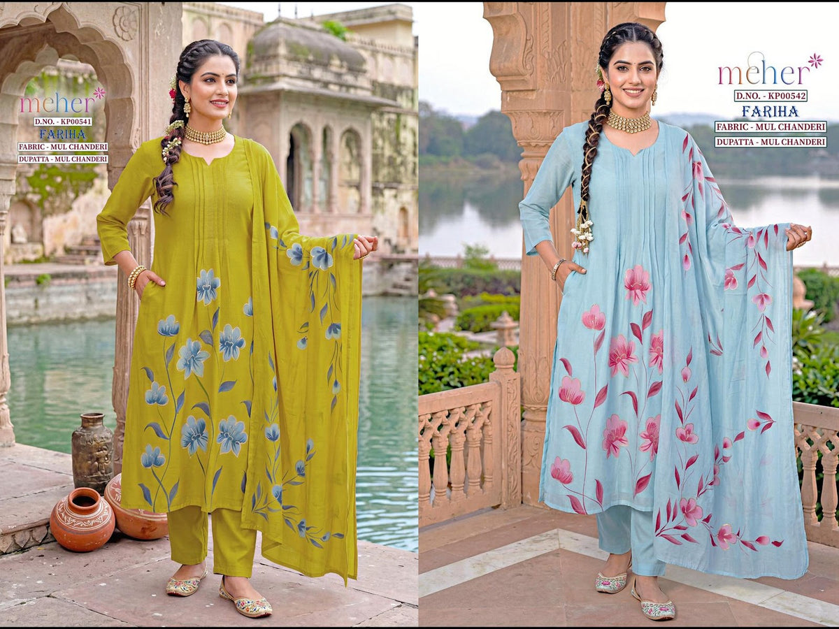 Fariha Meher Chanderi Readymade Pant Style Suits Supplier India