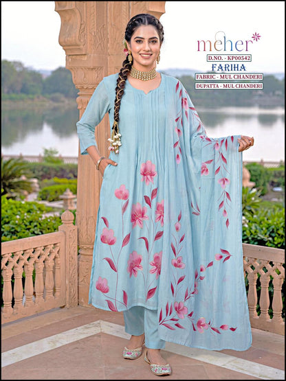 Fariha Meher Chanderi Readymade Pant Style Suits Supplier India