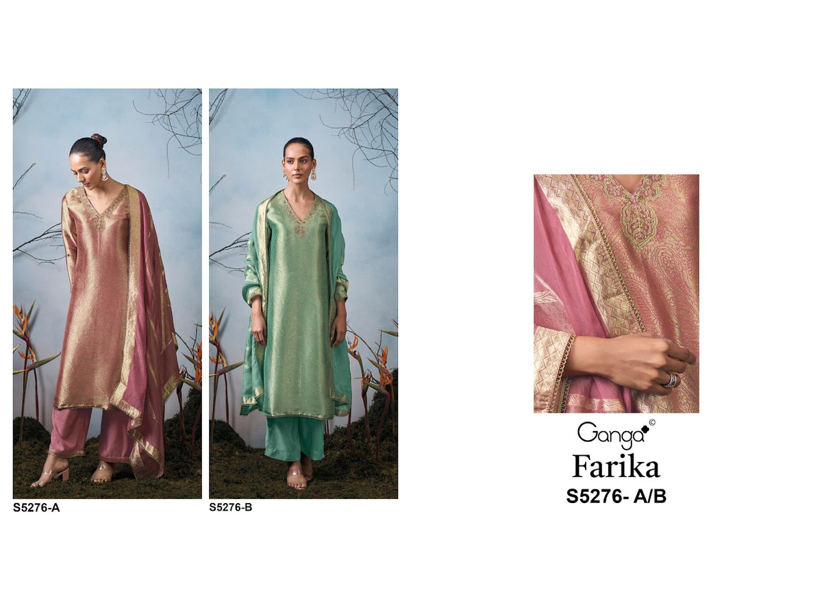 Farika S5276 Ganga Bemberg Silk Pant Style Suits Manufacturer Gujarat