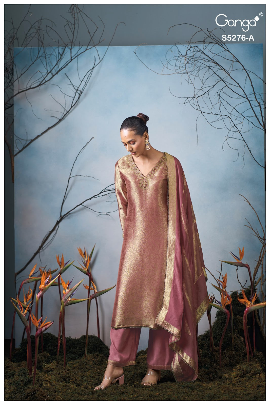 Farika S5276 Ganga Bemberg Silk Pant Style Suits Manufacturer Gujarat