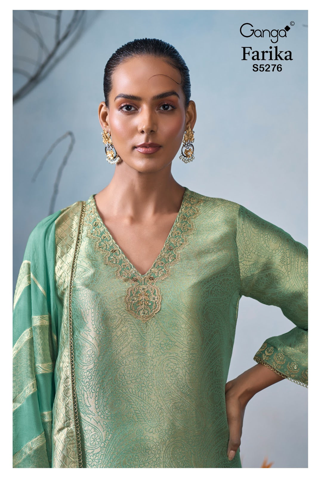 Farika S5276 Ganga Bemberg Silk Pant Style Suits Manufacturer Gujarat
