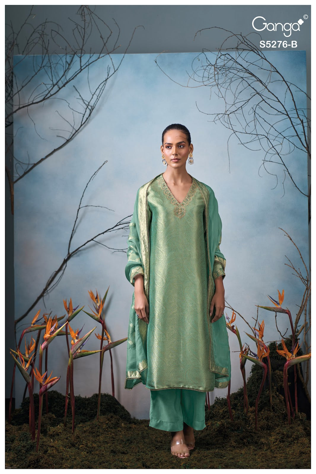 Farika S5276 Ganga Bemberg Silk Pant Style Suits Manufacturer Gujarat