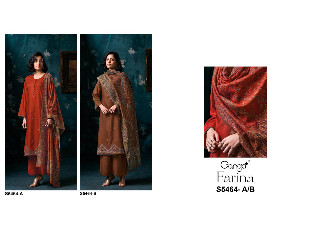 Farina S5464 Ganga Pashmina Suits Exporter India