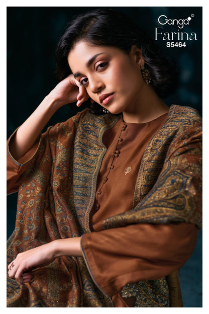 Farina S5464 Ganga Pashmina Suits Exporter India