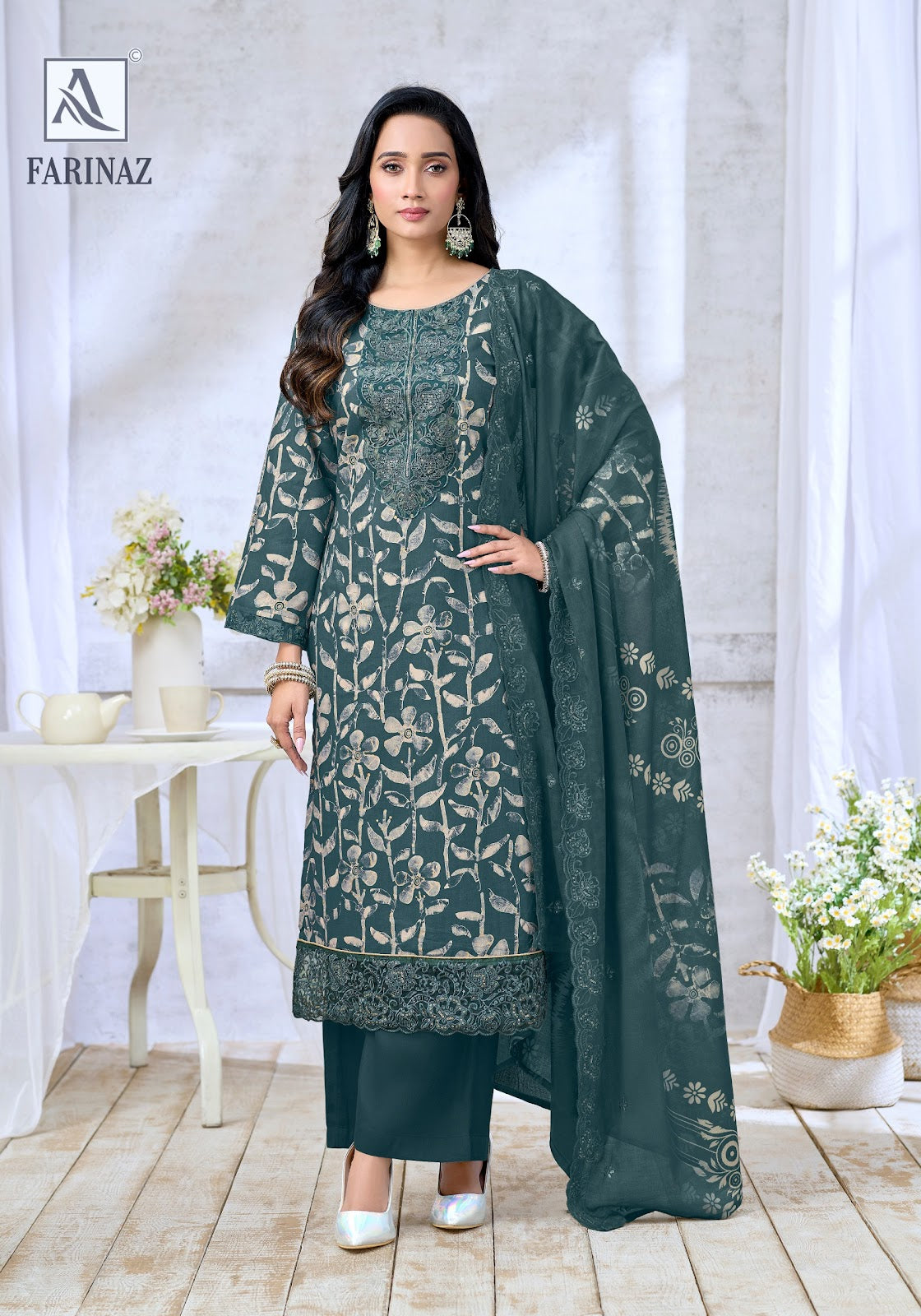 Farinaz Alok Cambric Cotton Karachi Salwar Suits Wholesaler