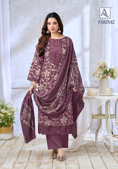 Farinaz Alok Cambric Cotton Karachi Salwar Suits Wholesaler