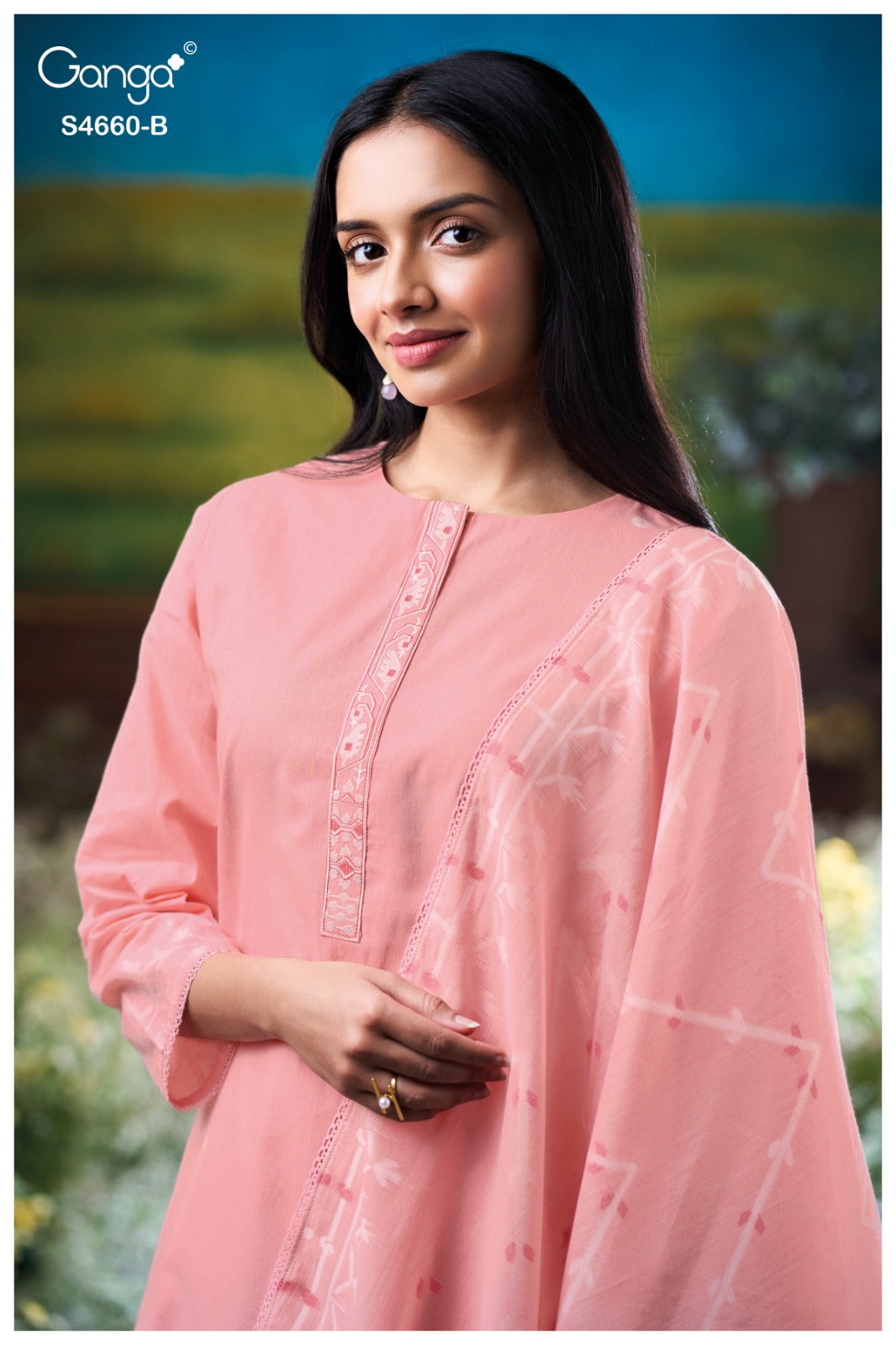 Farini 4660 Ganga Cotton Jacquard Plazzo Style Suits Wholesaler