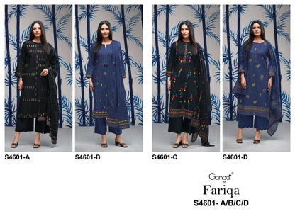 Fariqa 4601 Ganga Cotton Jacquard Pant Style Suits Wholesale Price