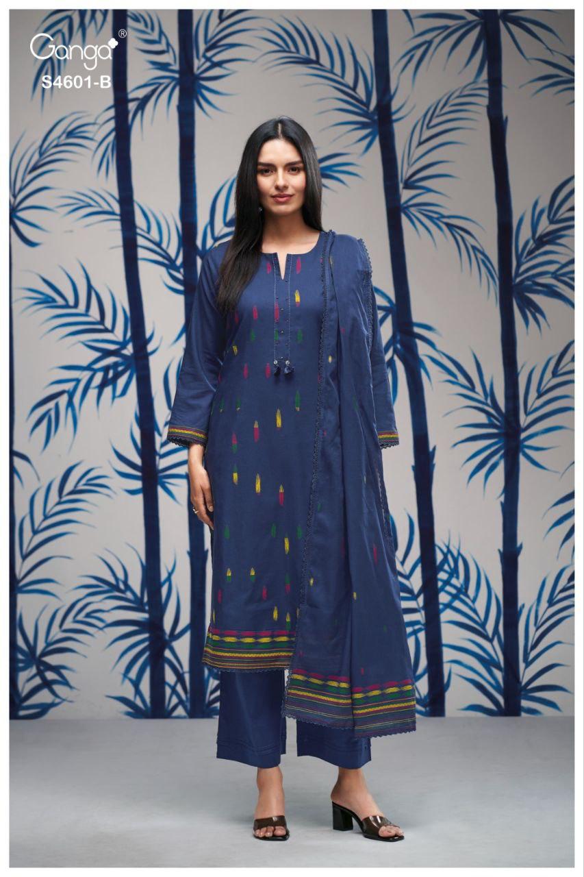 Fariqa 4601 Ganga Cotton Jacquard Pant Style Suits Wholesale Price