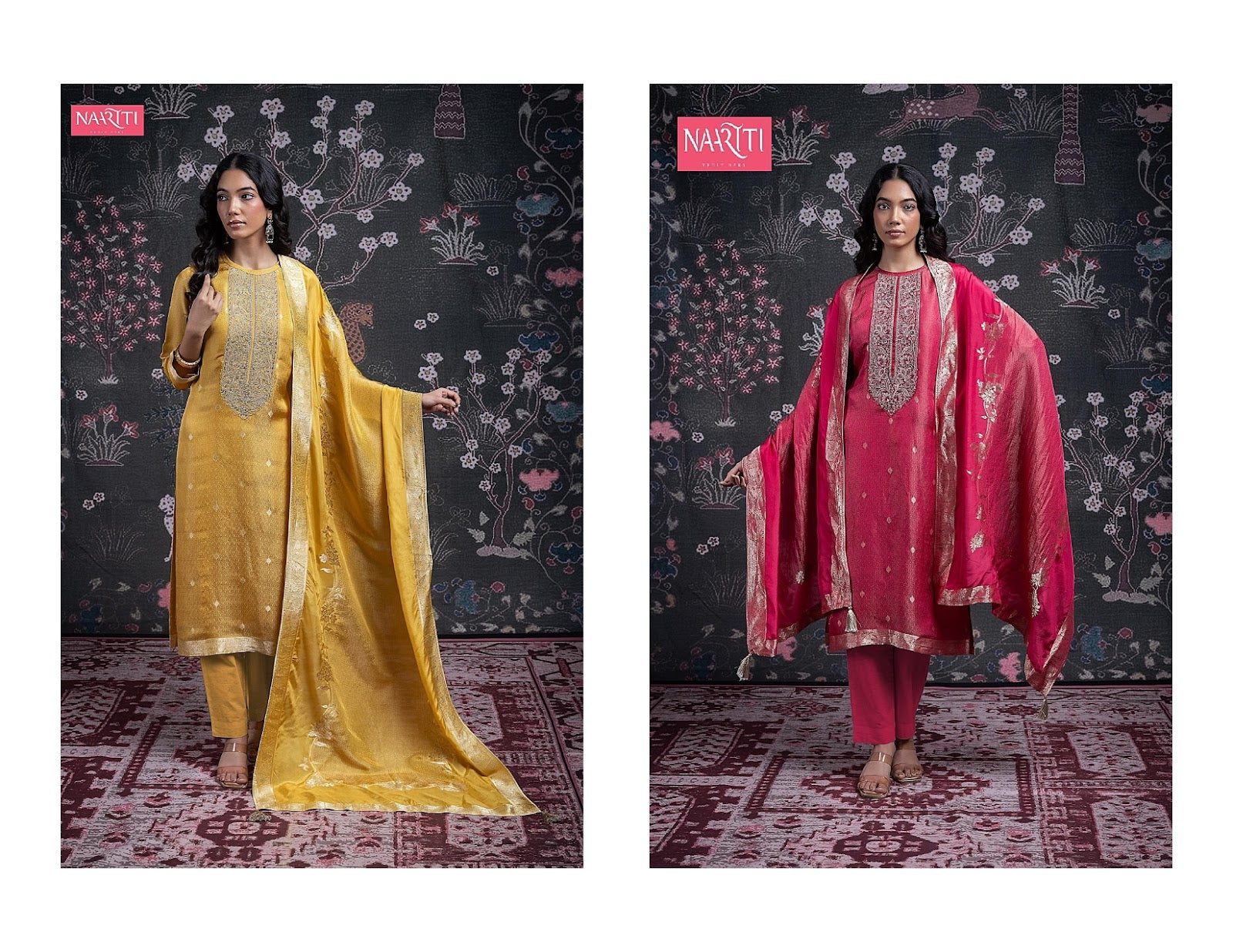 Faris Naariti Pure Silk Pant Style Suits Supplier India