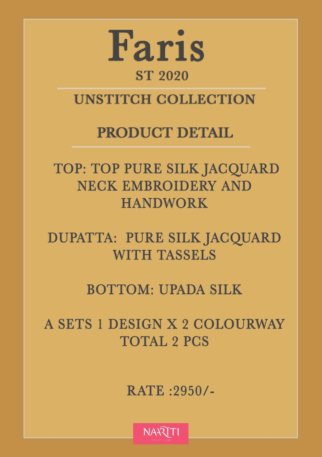 Faris Naariti Pure Silk Pant Style Suits Supplier India