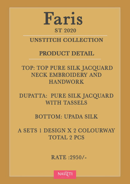 Faris Naariti Pure Silk Pant Style Suits Supplier India