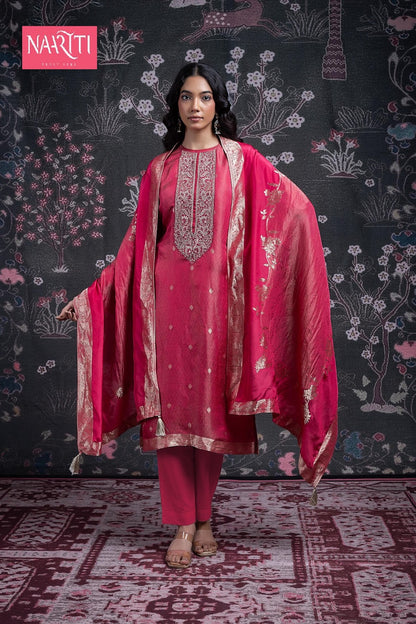 Faris Naariti Pure Silk Pant Style Suits Supplier India