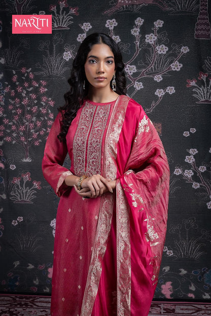 Faris Naariti Pure Silk Pant Style Suits Supplier India