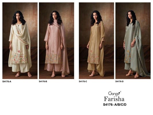 Farisha 4176 Ganga Premium Bemberg Plazzo Style Suits Manufacturer Gujarat