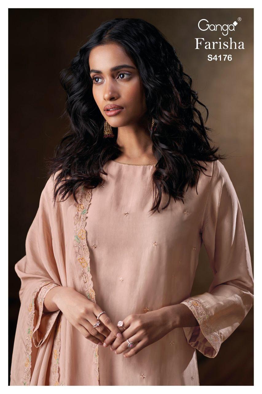 Farisha 4176 Ganga Premium Bemberg Plazzo Style Suits Manufacturer Gujarat