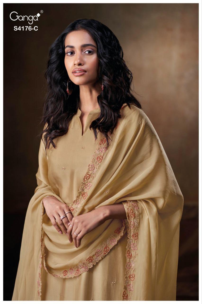 Farisha 4176 Ganga Premium Bemberg Plazzo Style Suits Manufacturer Gujarat