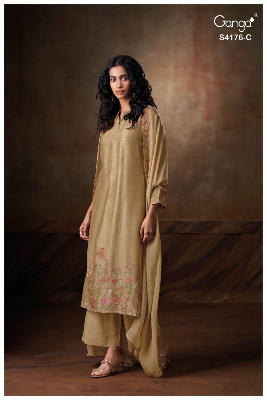 Farisha 4176 Ganga Premium Bemberg Plazzo Style Suits Manufacturer Gujarat