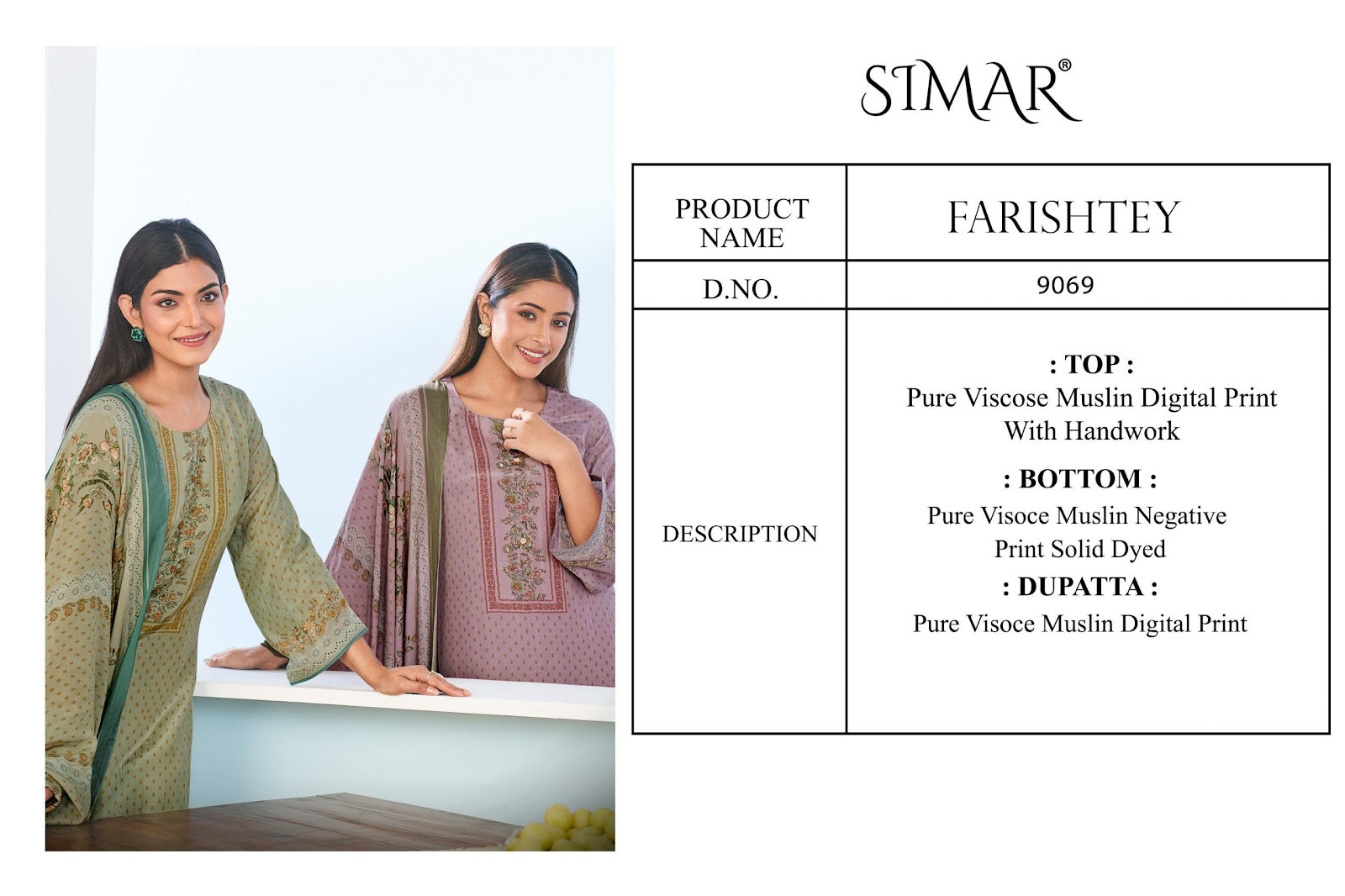 Farishtey Simar Pure Viscose Muslin Pant Style Suits Wholesaler Gujarat