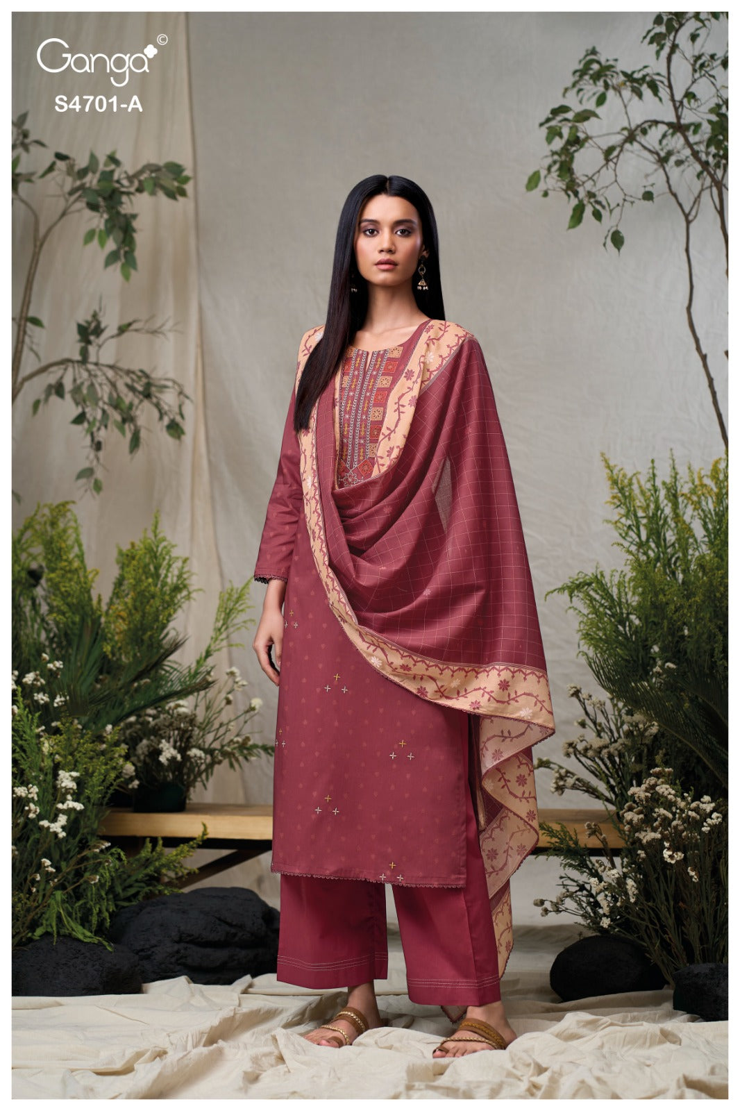 Fariyra 4701 Ganga Cotton Jacquard Pant Style Suits Manufacturer Ahmedabad