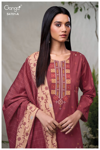 Fariyra 4701 Ganga Cotton Jacquard Pant Style Suits Manufacturer Ahmedabad