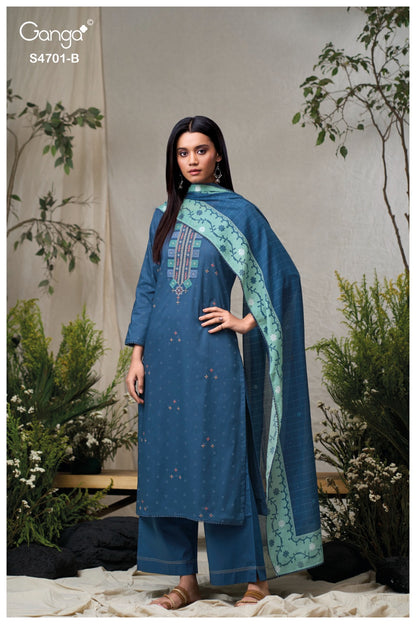 Fariyra 4701 Ganga Cotton Jacquard Pant Style Suits Manufacturer Ahmedabad