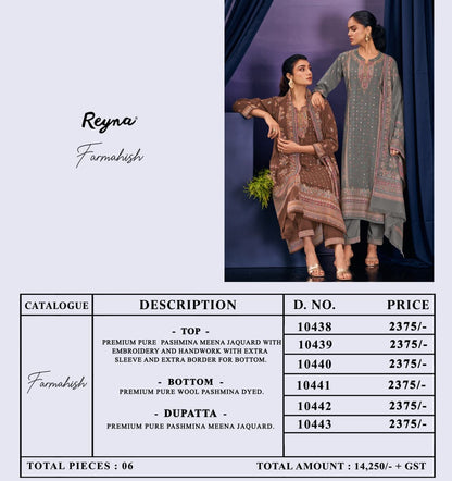Farmahish Reyna Pashmina Suits Wholesale Rate