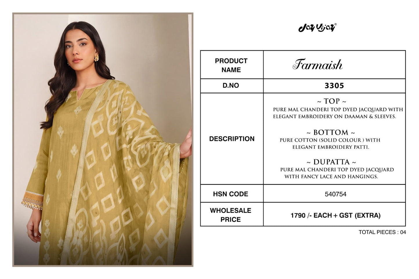 Farmaish 3305 Jay Vijay Mal Chanderi Pant Style Suits Manufacturer