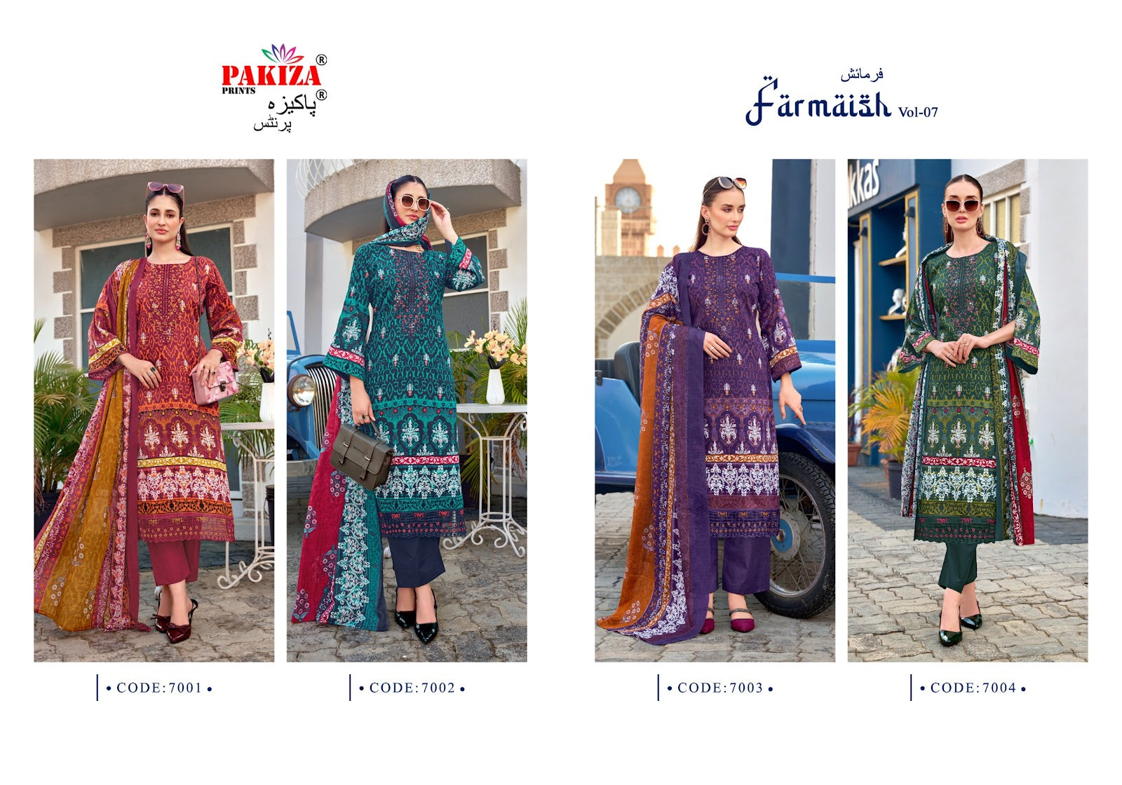 Farmaish Vol 7 Pakiza Prints Jam Satin Karachi Salwar Suits Manufacturer