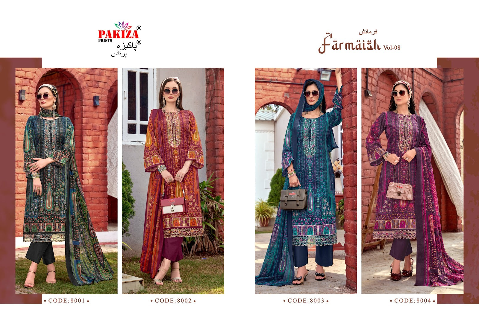 Farmaish Vol 8 Pakiza Prints Jam Satin Karachi Salwar Suits Supplier India