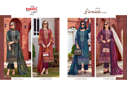 Farmaish Vol 8 Pakiza Prints Jam Satin Karachi Salwar Suits Supplier India