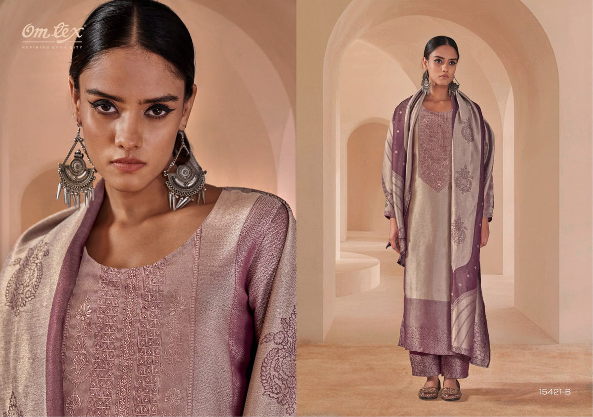 Farnaaz Omtex Jacquard Pant Style Suits Exporter India