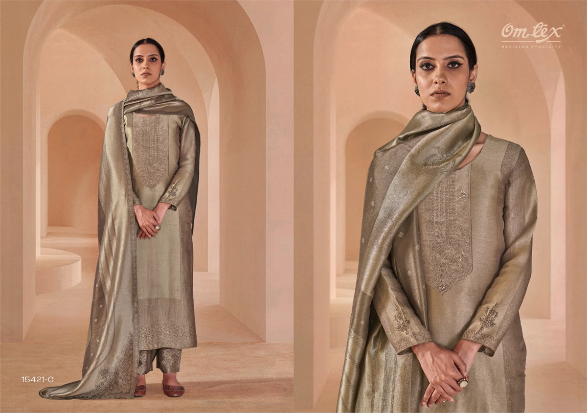 Farnaaz Omtex Jacquard Pant Style Suits Exporter India