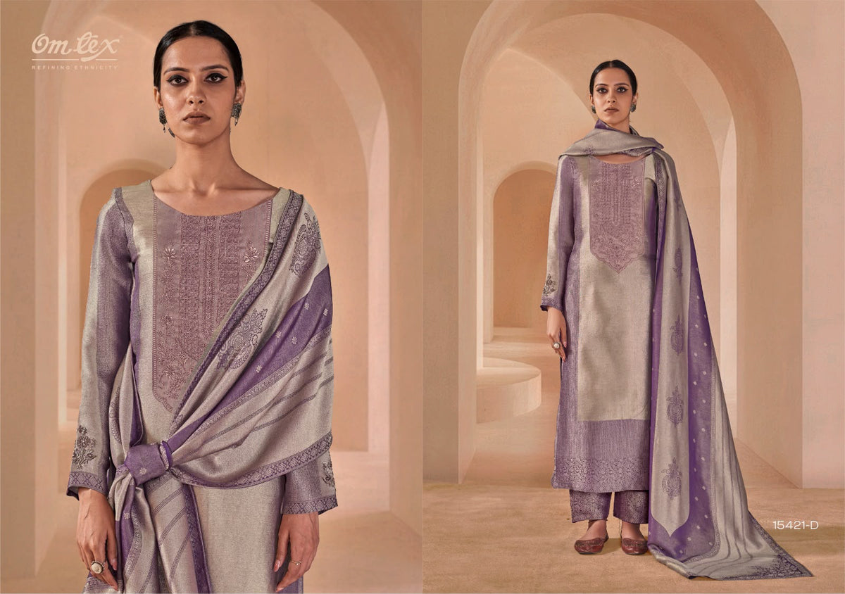 Farnaaz Omtex Jacquard Pant Style Suits Exporter India