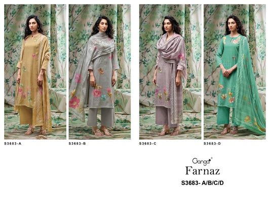 Farnaz 3683 Ganga Cotton Linen Pant Style Suits Wholesaler