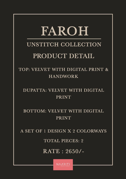 Faroh Naariti Velvet Suits Exporter Gujarat