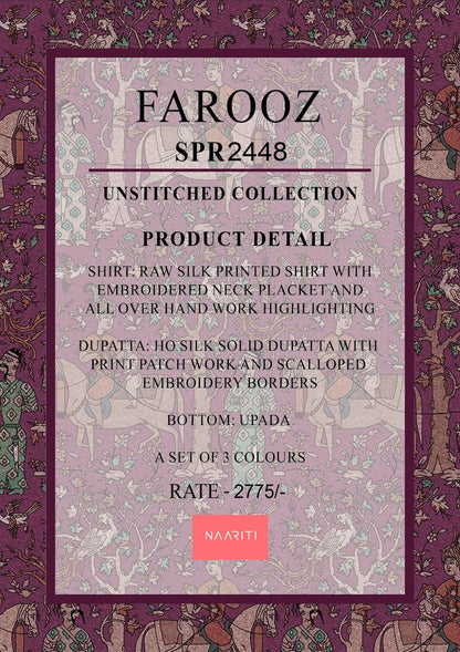 Farooz Naariti Raw Silk Pant Style Suits Supplier Ahmedabad