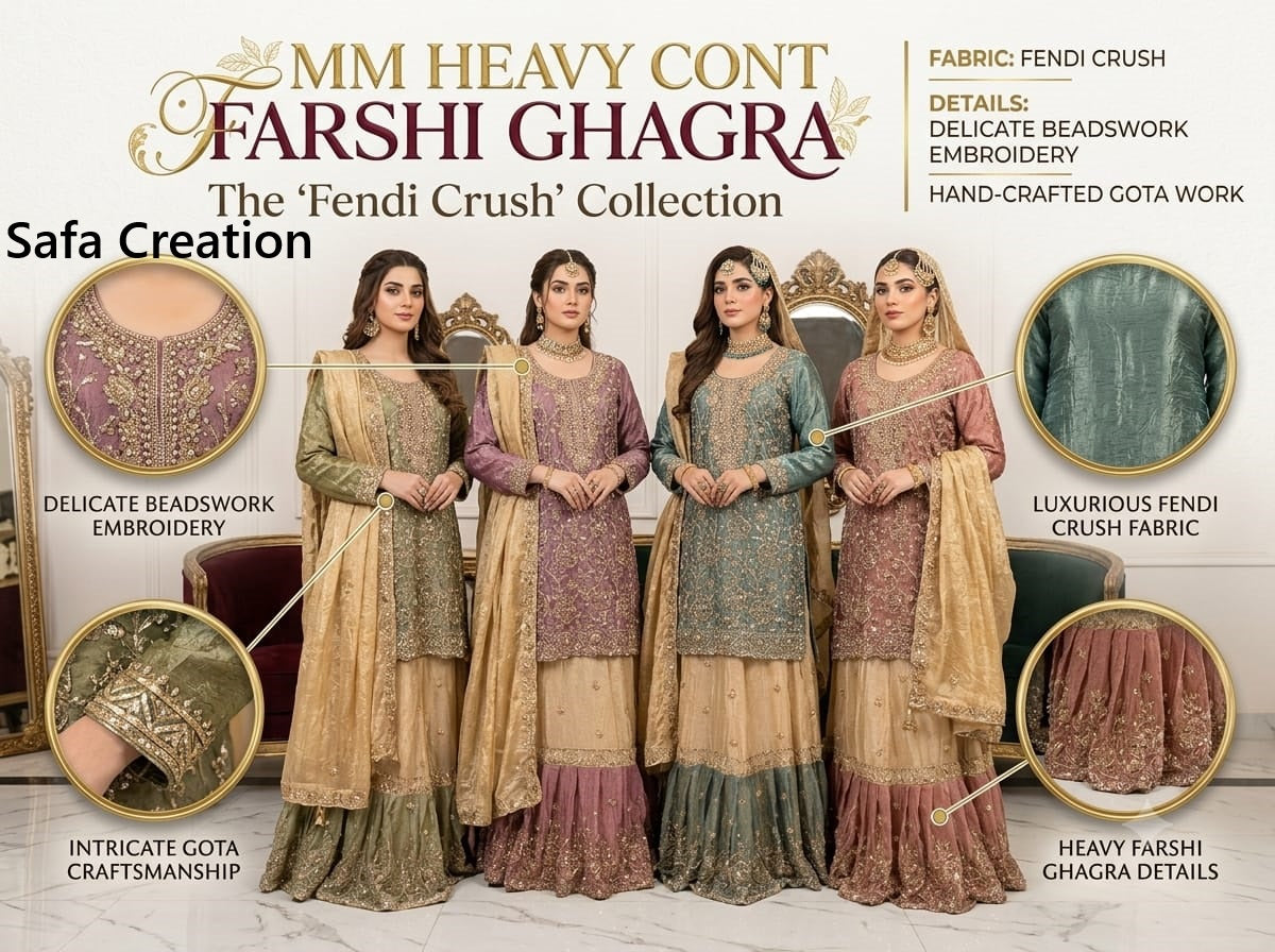 Farshi Ghagra Safa Creation Crush Pakistani Readymade Suits Exporter Ahmedabad