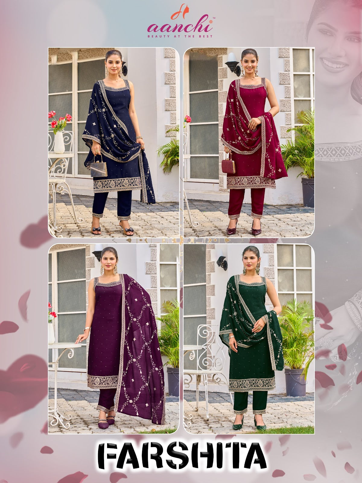 Farshita Aanchi Vichitra Silk Readymade Pant Style Suits Exporter Ahmedabad
